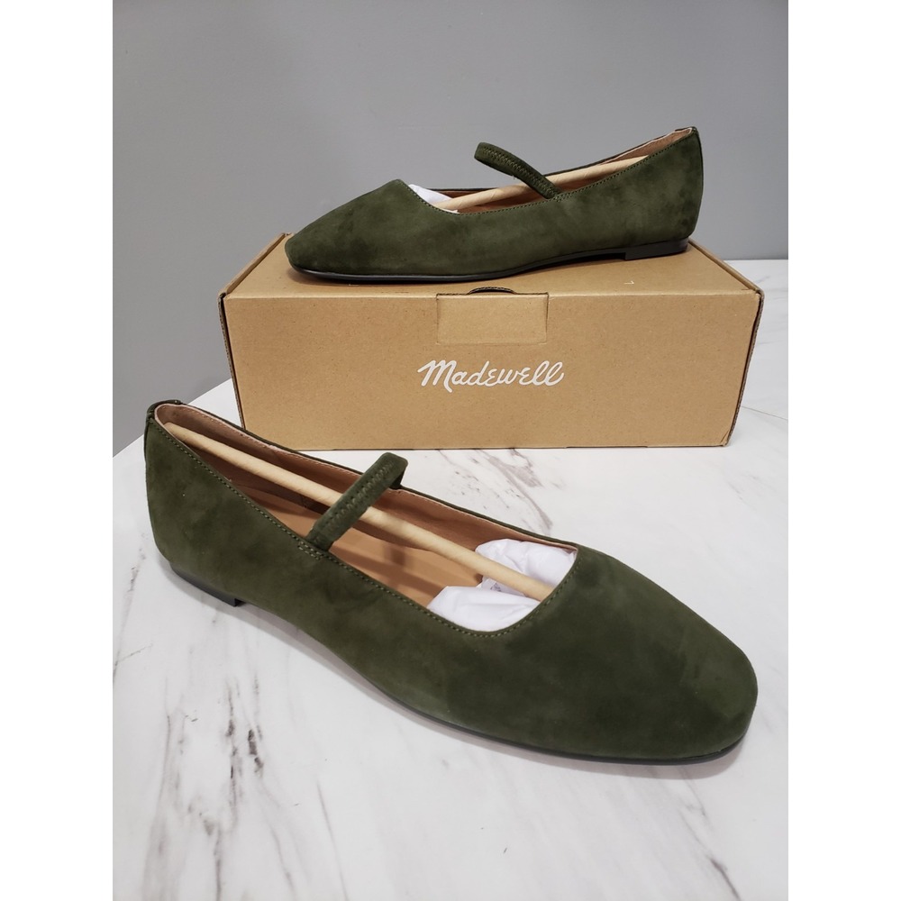 NEW SIZE 8 Madewell The Greta Ballet Flat LODEN GREEN suede